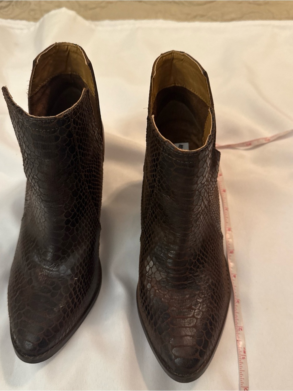 Not Rated Brown Snake-Embossed Ankle Booties